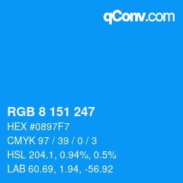 Color code: RGB 8 151 247 | qconv.com