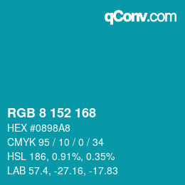 Color code: RGB 8 152 168 | qconv.com
