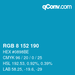 カラーコード: RGB 8 152 190 | qconv.com