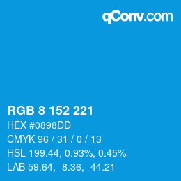 Color code: RGB 8 152 221 | qconv.com