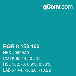 Color code: RGB 8 153 160 | qconv.com