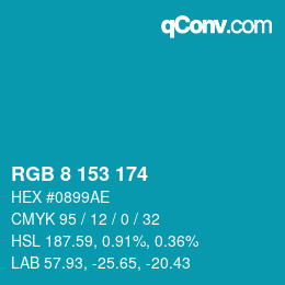 Color code: RGB 8 153 174 | qconv.com