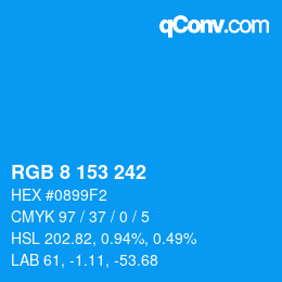 カラーコード: RGB 8 153 242 | qconv.com