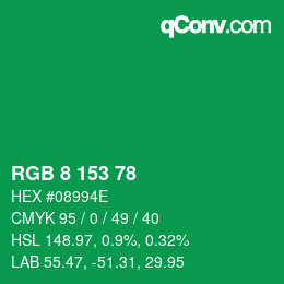 カラーコード: RGB 8 153 78 | qconv.com