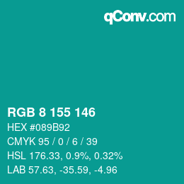 カラーコード: RGB 8 155 146 | qconv.com