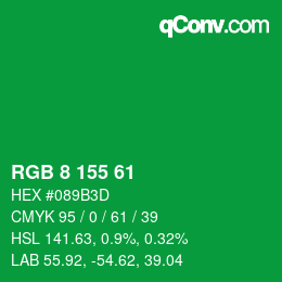 Color code: RGB 8 155 61 | qconv.com