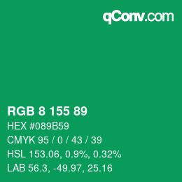 カラーコード: RGB 8 155 89 | qconv.com