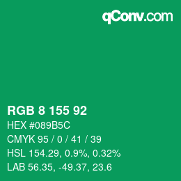 颜色代码: RGB 8 155 92 | qconv.com