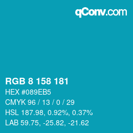 颜色代码: RGB 8 158 181 | qconv.com