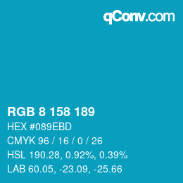 カラーコード: RGB 8 158 189 | qconv.com