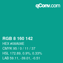 Farbcode: RGB 8 160 142 | qconv.com