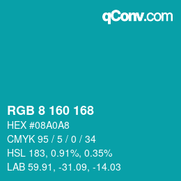 Color code: RGB 8 160 168 | qconv.com
