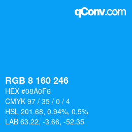 Color code: RGB 8 160 246 | qconv.com