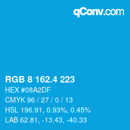 カラーコード: RGB 8 162.4 223 | qconv.com