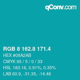 カラーコード: RGB 8 162.8 171.4 | qconv.com