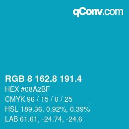 カラーコード: RGB 8 162.8 191.4 | qconv.com