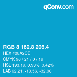 カラーコード: RGB 8 162.8 206.4 | qconv.com