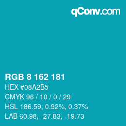 カラーコード: RGB 8 162 181 | qconv.com