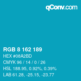 カラーコード: RGB 8 162 189 | qconv.com
