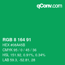 Color code: RGB 8 164 91 | qconv.com