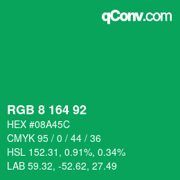 Color code: RGB 8 164 92 | qconv.com