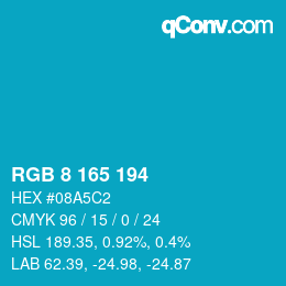 Color code: RGB 8 165 194 | qconv.com