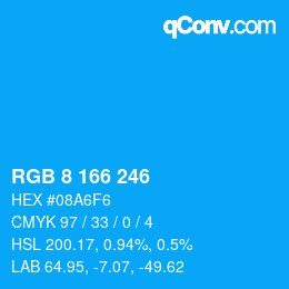 Color code: RGB 8 166 246 | qconv.com