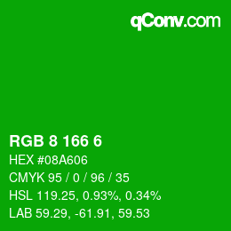 Color code: RGB 8 166 6 | qconv.com