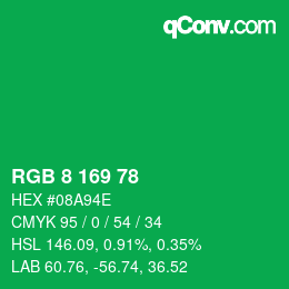 Color code: RGB 8 169 78 | qconv.com