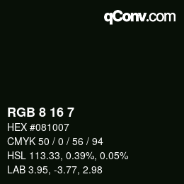 Color code: RGB 8 16 7 | qconv.com