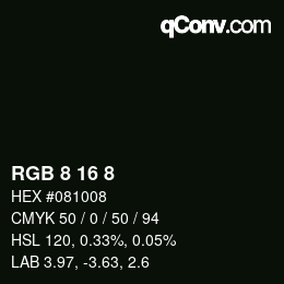 Color code: RGB 8 16 8 | qconv.com