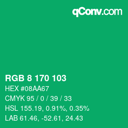 Color code: RGB 8 170 103 | qconv.com