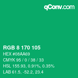 Farbcode: RGB 8 170 105 | qconv.com