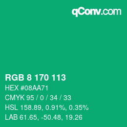 Color code: RGB 8 170 113 | qconv.com