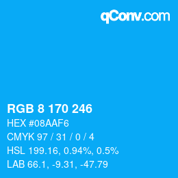 Color code: RGB 8 170 246 | qconv.com