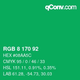 カラーコード: RGB 8 170 92 | qconv.com