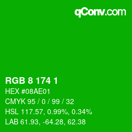 Color code: RGB 8 174 1 | qconv.com