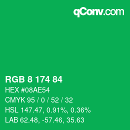 Color code: RGB 8 174 84 | qconv.com