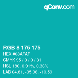カラーコード: RGB 8 175 175 | qconv.com