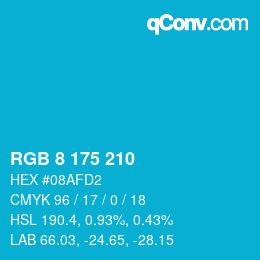 カラーコード: RGB 8 175 210 | qconv.com