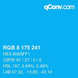 カラーコード: RGB 8 175 241 | qconv.com
