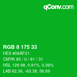 Color code: RGB 8 175 33 | qconv.com