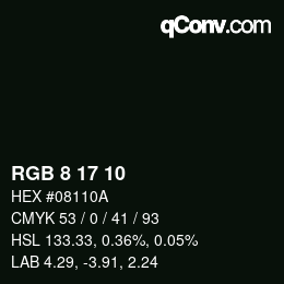 Color code: RGB 8 17 10 | qconv.com