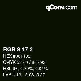 Color code: RGB 8 17 2 | qconv.com