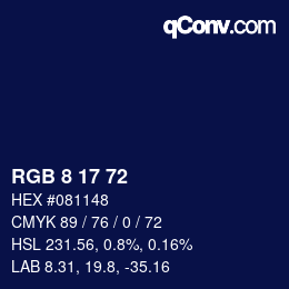 Color code: RGB 8 17 72 | qconv.com