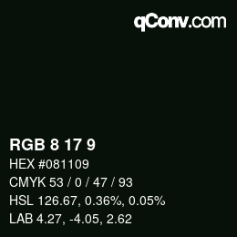 Color code: RGB 8 17 9 | qconv.com