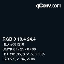 カラーコード: RGB 8 18.4 24.4 | qconv.com