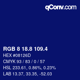 カラーコード: RGB 8 18.8 109.4 | qconv.com