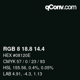 カラーコード: RGB 8 18.8 14.4 | qconv.com