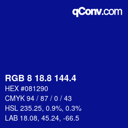 カラーコード: RGB 8 18.8 144.4 | qconv.com